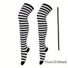 Sexy Long Over Knee Thigh Highs Socks Black White Striped Women Ladies Lolita Anime Cotton Warm Stocking