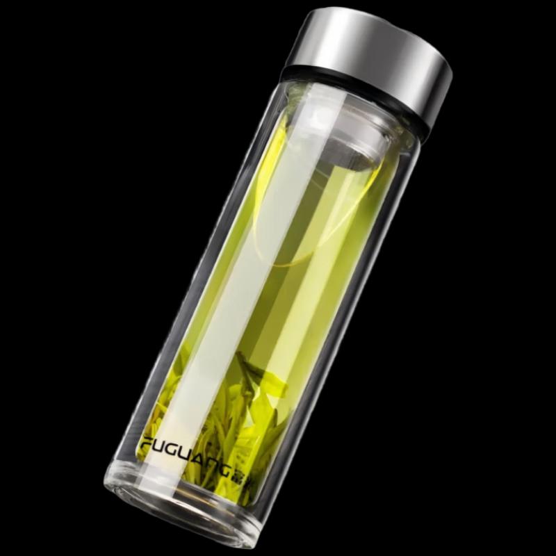 Fuguang Double-Walled Portable Business Glass Tea Cup