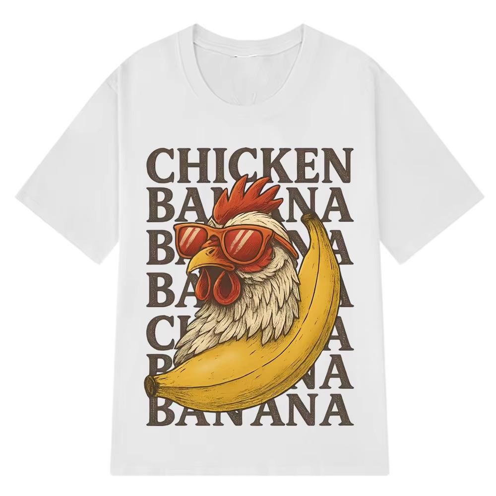 Unisex Clothing Unisex Chicken Banana Funny Meme Vintage Tshirts Shortsleeved Casual Hiphop Oversized Tshirts Fashion T Shirt