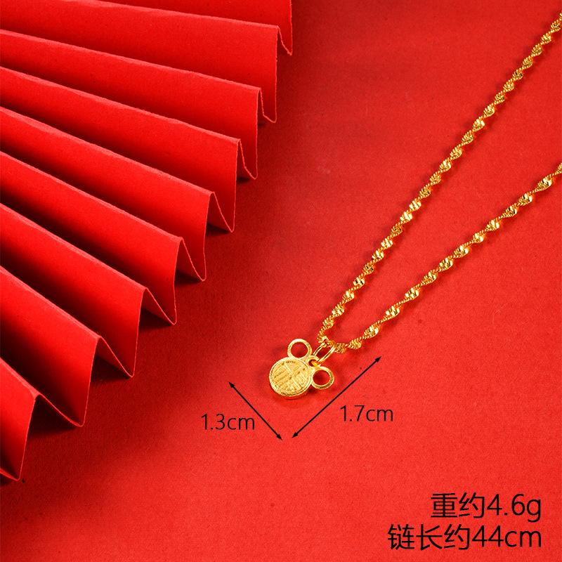 Vietnamese gold-plated necklace for women, long-lasting color, vintage heart-shaped imitation gold jewelry, copper alloy accessory, new clavicle