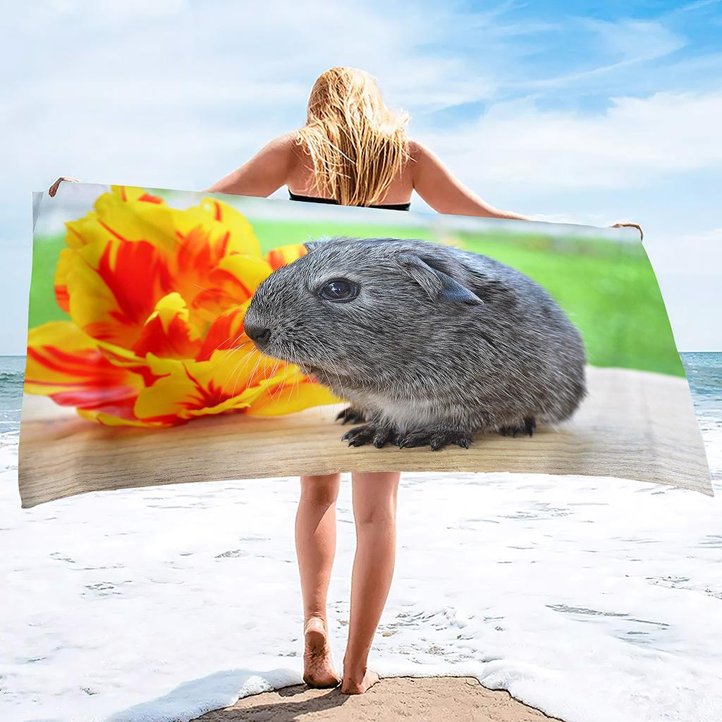 Meerschweinchen Super Weiches Strand-Schnelltrocknendes Badetuch Großes Saugfähiges Handtuch-Decke Geeignet für Outdoor-Reisen Camping Schwimmen