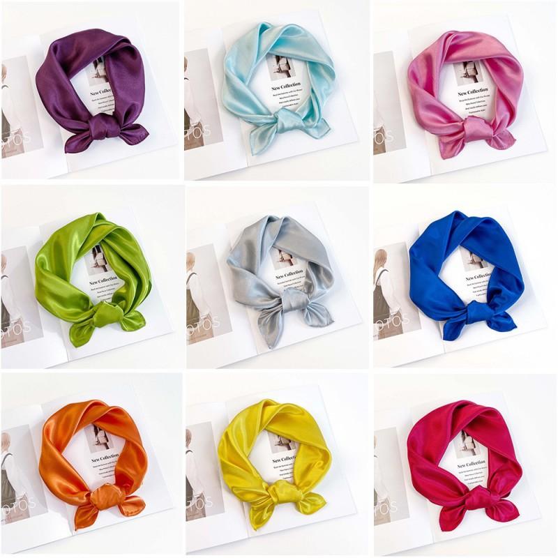 Pañuelo Cuadrado de Satén de Color Sólido de 60 cm para Mujer Ligero Elegante Chal Envolvente para el Cuello Accesorio Elegante Moda