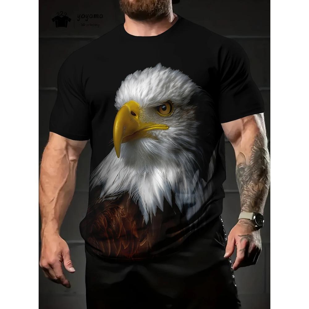 Eagle 3D Printed T-Shirt Men's Summer Outdoor Men's Short Sleeve Tee Round Neck Men's Top Peplum Casual Oversized Men's Clothing