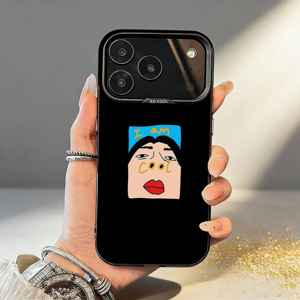 1PC F-Funny E-Exaggerated Face Emotion Phone Case For iPhone17,16,15,14,13,12,11,Pro,MAX White Matte Shockproof Cover