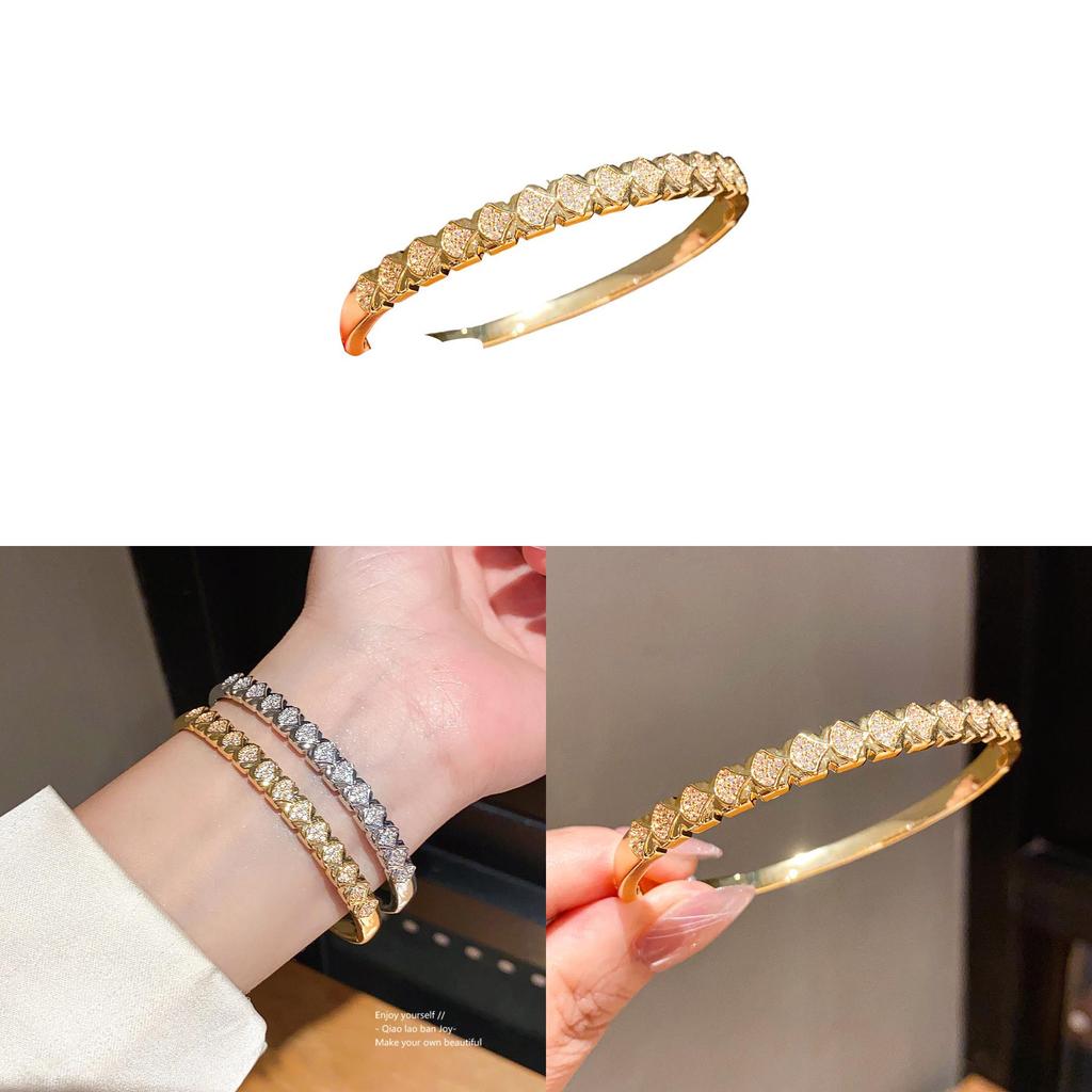 Copper Zirconia Fan Shaped Bracelet Elegant Geometric Jewelry For Fashion Ol