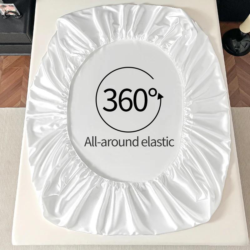 3PCS/1 Set Luxury Satin Fitted Sheet Set Satin Elastic  Silk Bed Cover Sheet Solid Mattress Cover 1 Bed Sheet with 2 Pillow Cover