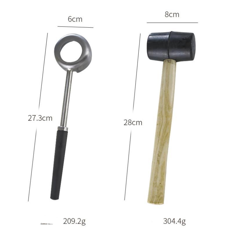 

HANYANG Ручной открывалка для кокосов Нержавеющая сталь Открывалка для скорлупы Фруктовый магазин Кокосовый зеленый дырокол Резиновый молоток Coconut opener and hammer