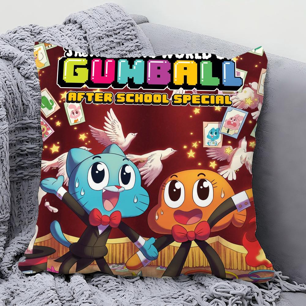 Cartoon The A-Amazing GumbalPillow Case Square Pillow Bedroom Sofa Leisure Comfort Cushion Car Living Room Home Decoration 40X40