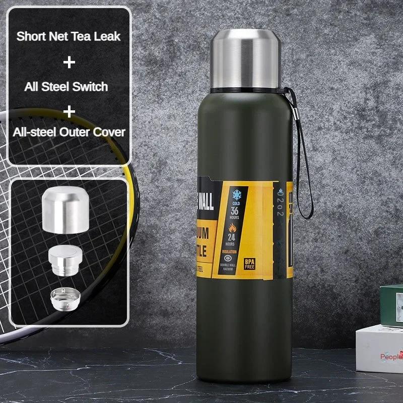 

500/700/1000/1500ml Stainless Steel Thermos Bottle Portable Large-capacity Outdoor Mountaineering Car Kettle with Rope Water Cup 500ml