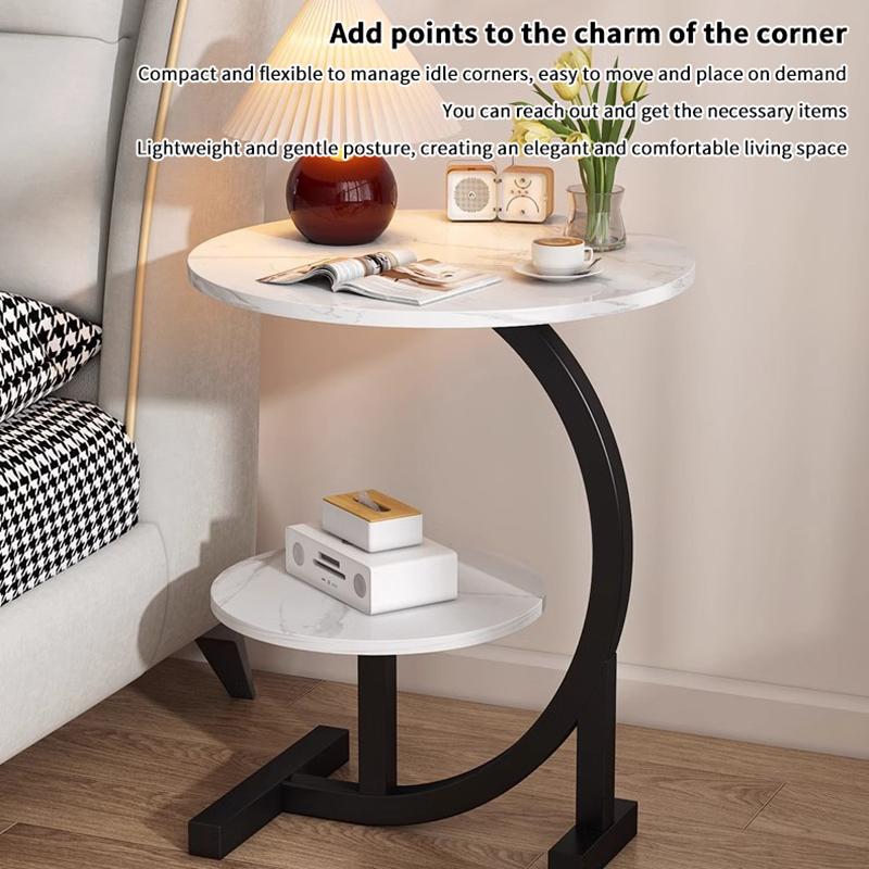 Cloud-Shaped 2-Tier Bedside Table Compact Small Coffee Table For Bedroom Living Room