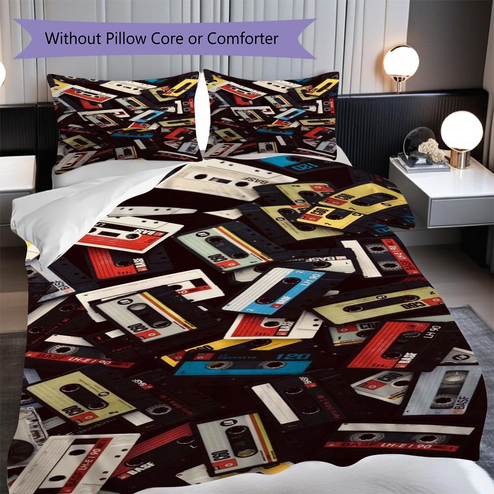 1PC Music, guitar Theme Bedding Quilt Set Quilt Cover Pillowcase Home Decoration Birthday Gift (1 * duvet cover + 2 * pillowcase, without core)