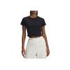 Under Armour Solid Color Round Neck Short Sleeve Crop T-Shirt Women tops Black 6000264-001