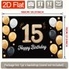 Birthday Party Backdrop Gold Black Polyester Banner Photo Booth Decoration 50