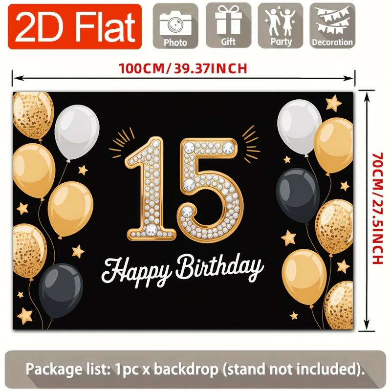 Birthday Party Backdrop Gold Black Polyester Banner Photo Booth Decoration 50