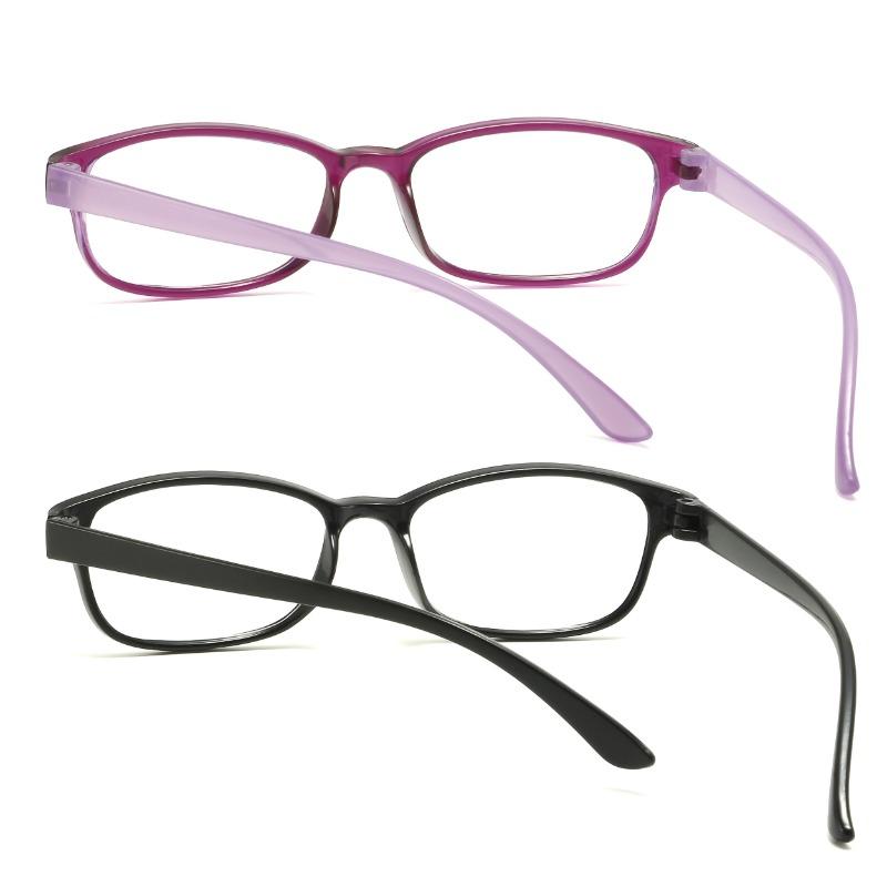 2pcs Elegant Retro Reading Glasses for Women Men Lightweight Square Design with Purple & Black Frames +1.00 To +4.00