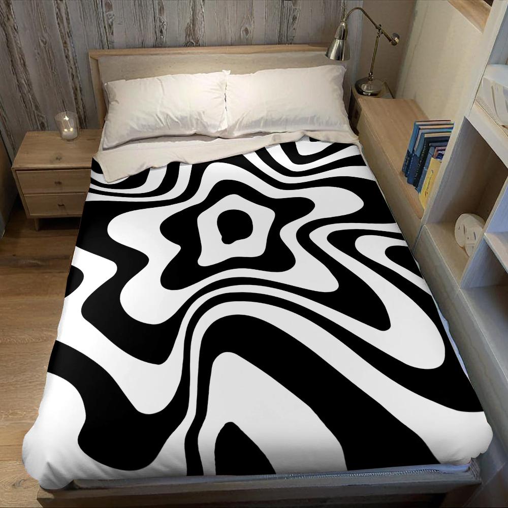 Coperta in Flanella con Vortice Bianco e Nero Calda Morbida Halloween Natale Divano Calda Accogliente Decorativa Decorazione Regalo per Tutte le Stagioni