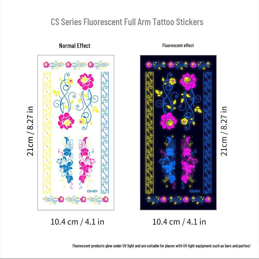 Creative Fluorescent Waterproof Full Arm and Face Tattoo Sticker