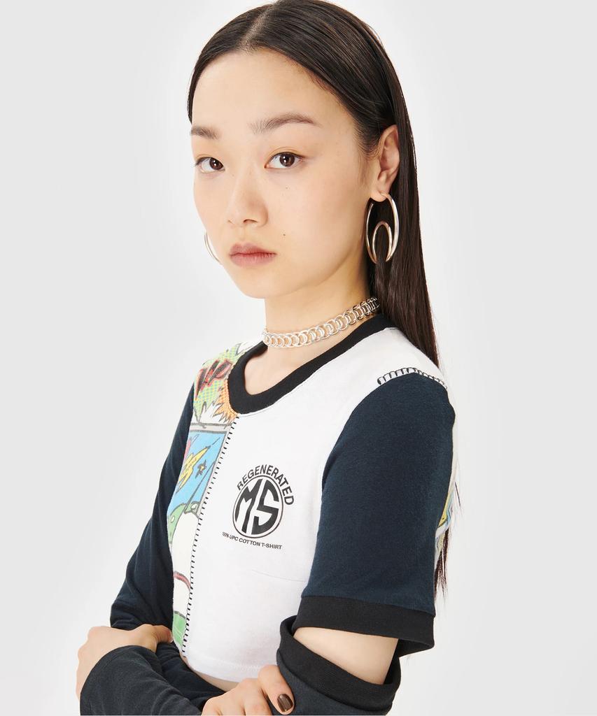 MARINE SERRE (W) Regenerated Graphic Crop T-Shirt White
