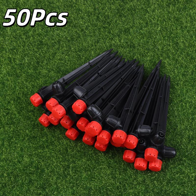 New 50Pcs Drip For 1/4" Drip Irrigation Tubing Adjustable 360° Adjustable Water Flow Drippers Garden Irrigation Drippers