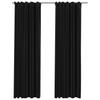 Blackout Curtains with Hooks Linen Look 2 Pcs 140 X 225 Cm