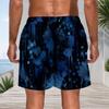 Men s Blue Ink Splatter Print Beach Shorts Quick Dry Drawstring Casual Shorts With Pockets For Summer Swimming Surfing