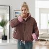 GMXIA Damen Vintage Casual Einfarbig Druck Herbst Winter Langarm Stehkragen Jacken & Mäntel