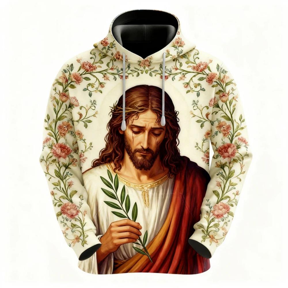 Autumn Fashion Men Women's Hoodies Jesus Graphic Print Pullover Casual Sweatshirt Kids Hoodies Top Clothing