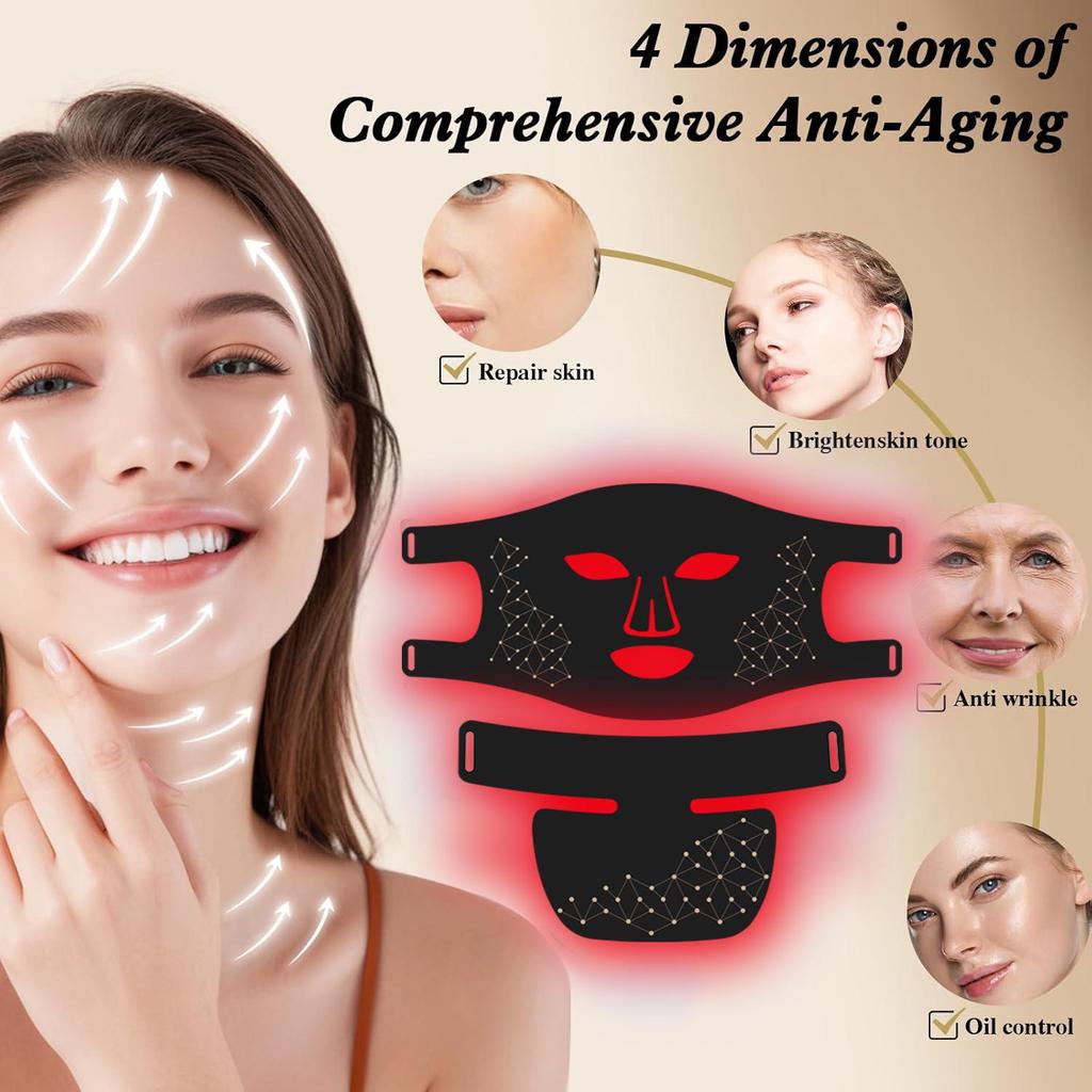 LED Photon Rejuvenation Gesichts- & Halsmaske mit Infrarotlichttherapie