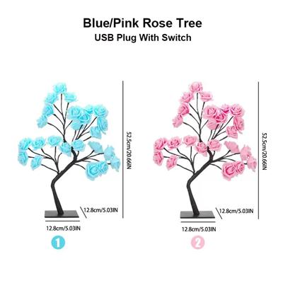 New 24 LED Rose Tree Light USB Plug Table Lamp Fairy Flower Night Light Party Christmas Wedding Bedroom Decoration
