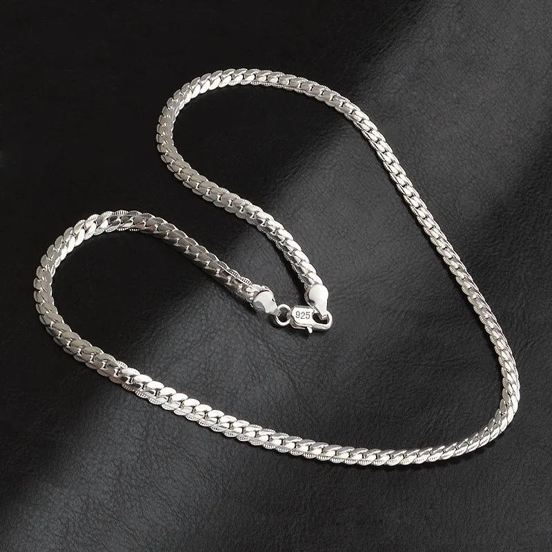 20-60cm 925 Sterling Silver Luxury Brand Design Noble Necklace Chain For Woman Men Fashion Wedding Engagement Zircon Gifts