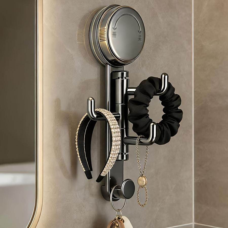For Bathroom No-drill Mount Suction Cup Hook Entrance Hall Grey Easy Installation Push-button Lock Strong Suction