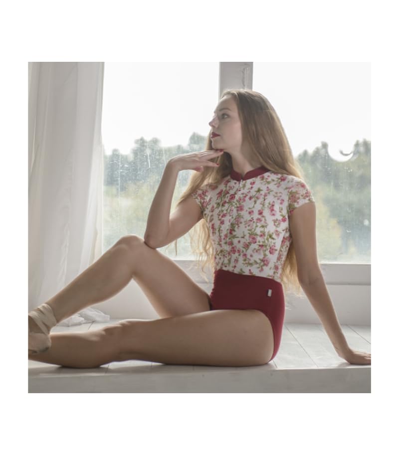 ProDance and Black Floral Ballet Leotard PLHI005B L Red, Green, High-Neck (Size (165), Red)