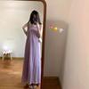 Purple Loose Suspender Dress Women's Summer New Vacation Gentle Long Dress Chic Sleeveless a Word Skirt
