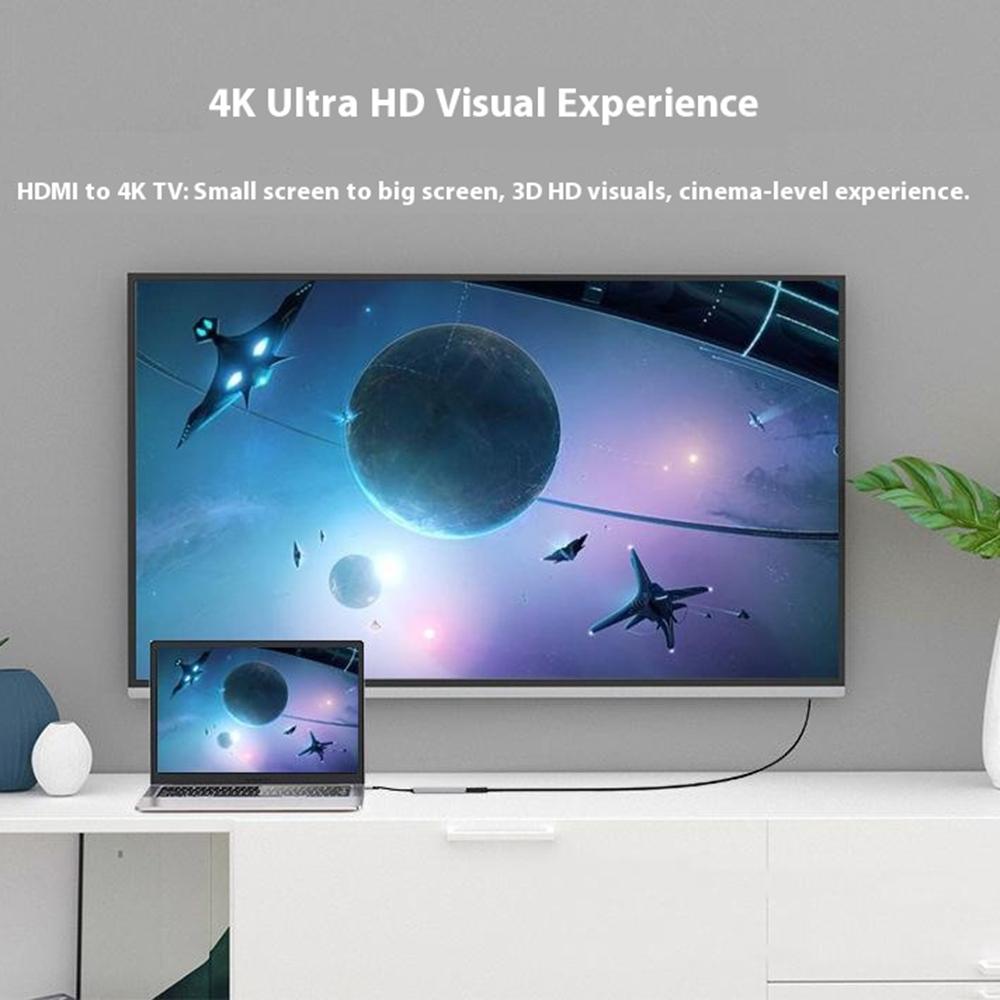 7-in-1 USB-C Hub Type-C to HDMI + USB 3.0 x1 + USB 2.0 x2 + SD + TF + Audio Docking Station for Phone/Laptop/Tablet