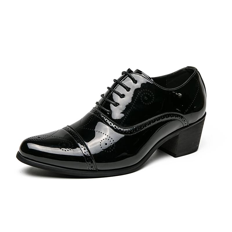 High Heel Shoes Black Dress Man Formal Office Leather Shoes for Men Elegant Business Elevator Shoes Heighten 6cm Man Platform