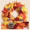 Fall Maple Leaf Wreath with Berries for Thanksgiving Halloween Christmas Rustic Home Decor