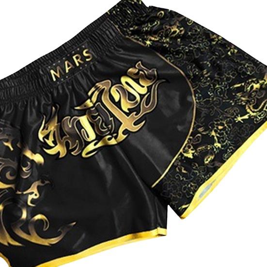 Unisex Muay Thai Shorts Ice Silk Printed Embroidery Elastic Waist Boxing Fight Kickboxing Grappling Training Workout Gym Shorts