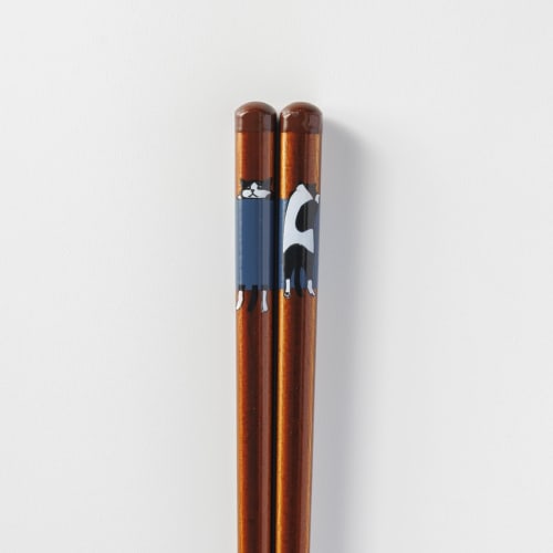 Sunlife Chopsticks, Dishwasher Safe, Natural Wood, 23cm, Hanging Cat Design, Blue, H-05448