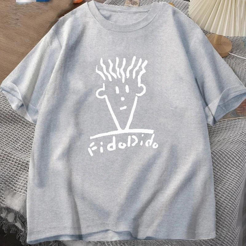 Man Black Tshirts Summer T-shirt Fido Dido Face T-Shirt Boys White T Shirts Sweat Shirt Men's Clothing Loose Casual Streetwear