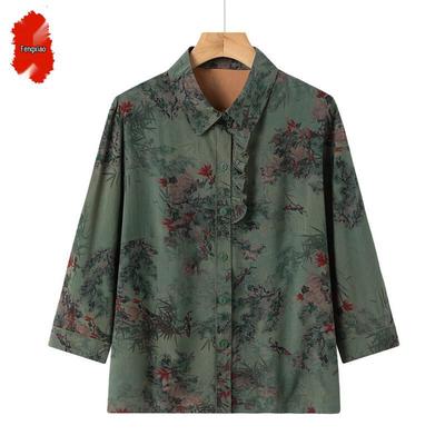 New Chinese Style Floral Blouse for Elderly Women