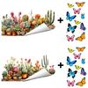 Potted Plant Window Clings Botanical Butterfly Cactus Decals Green Plants Static PVC Glass Stickers for Home Office Shop Decor