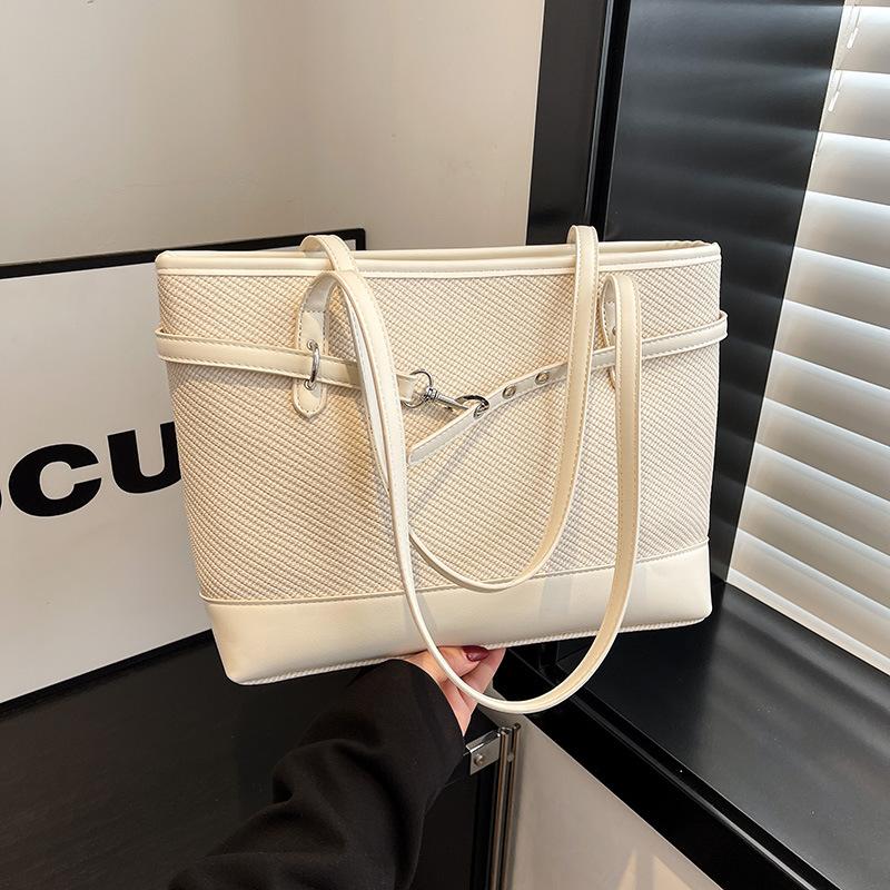 

Large-capacity simple tote bag women s new niche design versatile shoulder bag work commuter bag бежевый