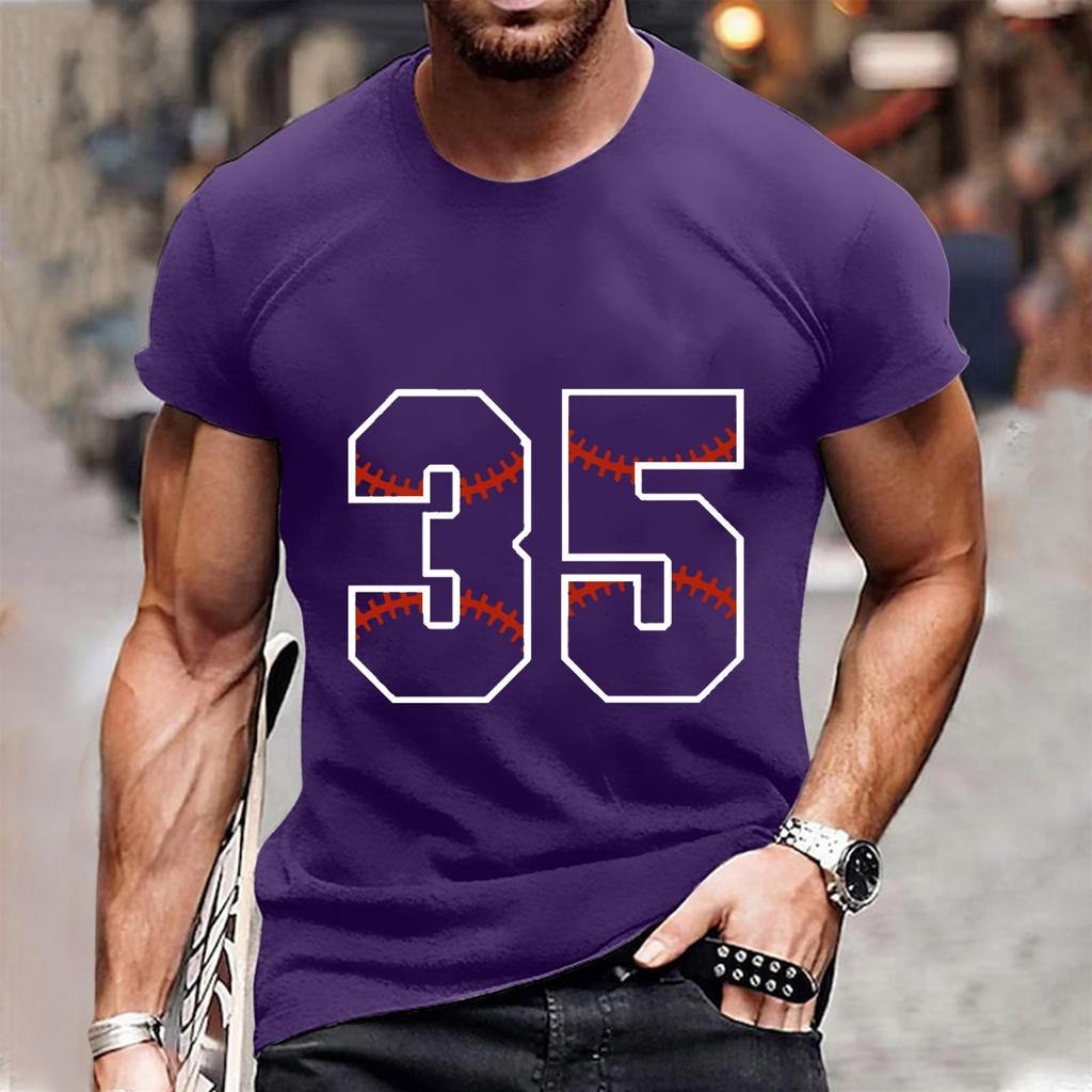 (Qunide) Sommer Kurzarm-Pullover mit Rundhalsausschnitt und Vintage-Baseball-Buchstaben-Print