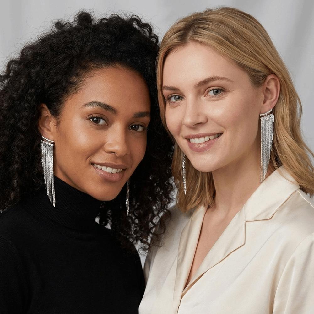 Zinc Zinc Alloy Long Drop Earrings Curved Bar Dangle Earrings Luxury Tassel Earrings Wedding Occasions