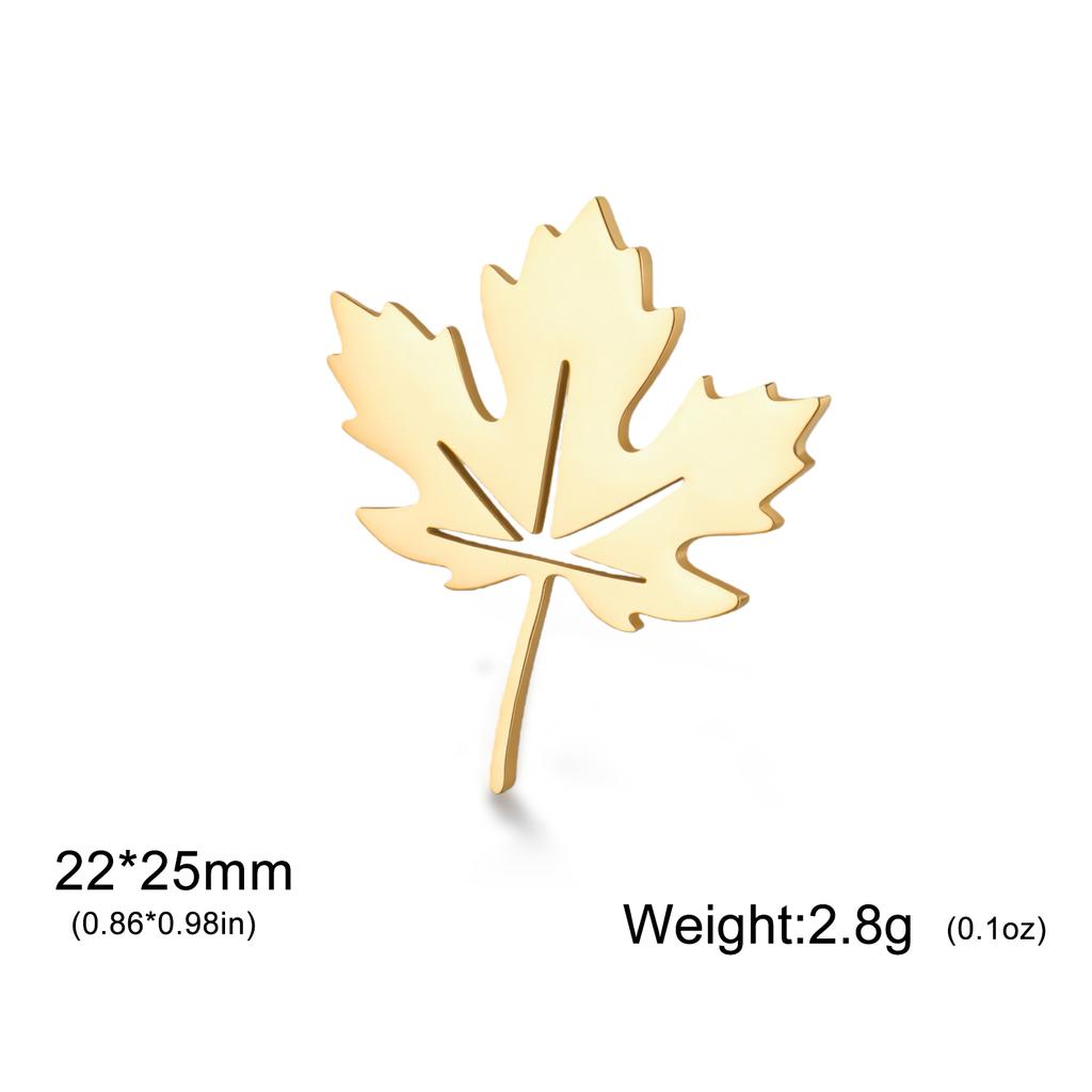 Fashion Maple Leaf Metal Brooch Gold-plated Plant Lapel Pins Skirt Hat Badges Stainless Steel Jewelry Accessories New Year Gifts