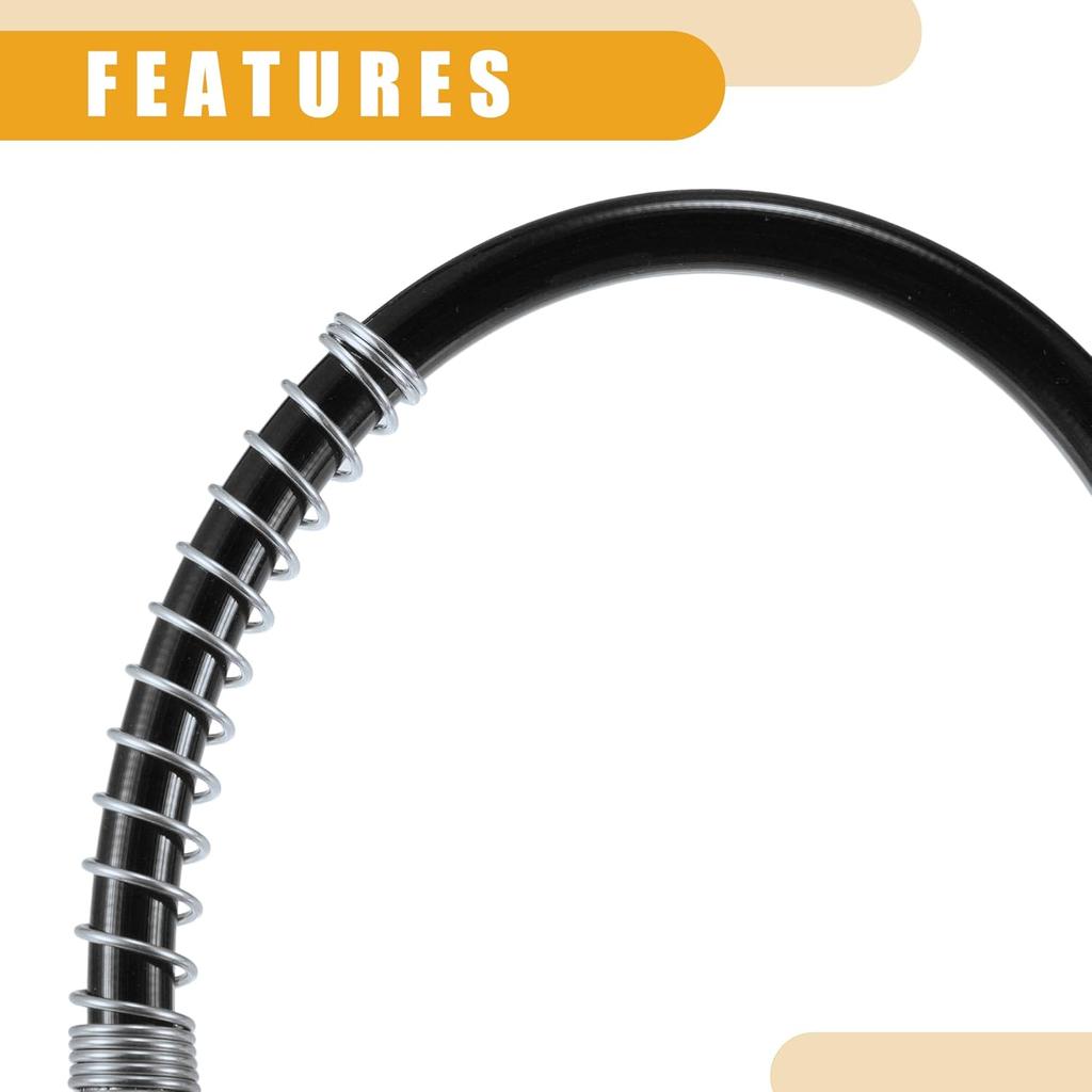 1Pc 31 Inch Universal 1/8" NPT Grease Gun Flex Hose - Trailer Flex Grease Hose Extension Non-Slip - Metal Black