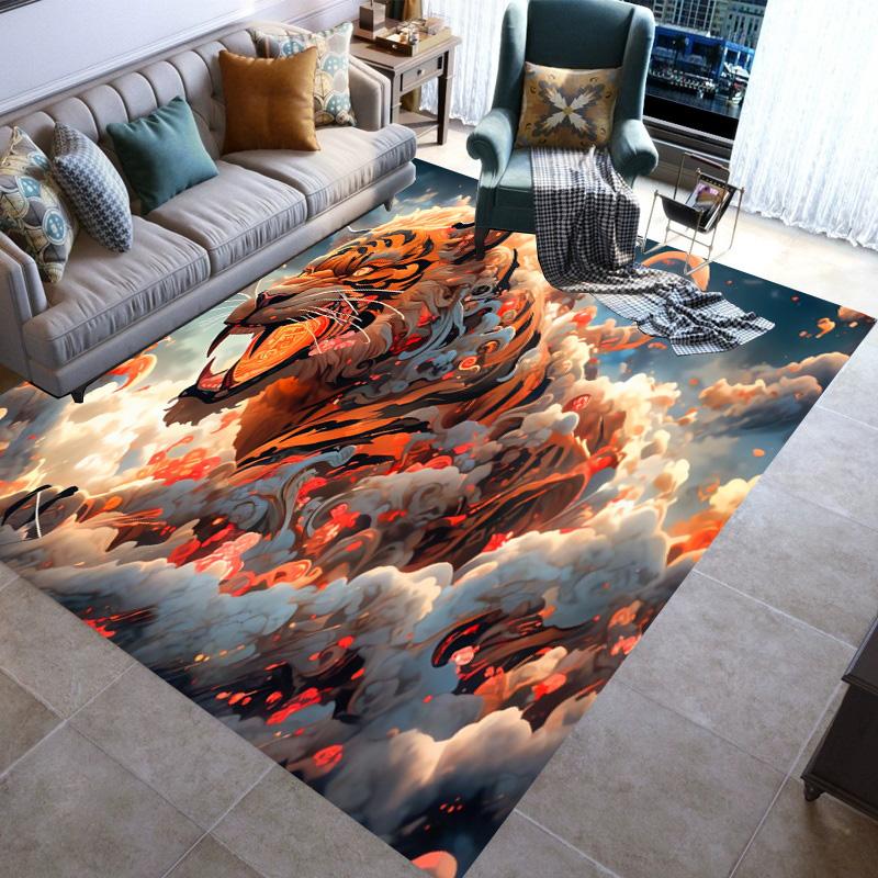 Large Area Rugs Non Slip Animal Tiger Pattern Carpet Living Room Sofa Kitchen Entrance Doormat Hallway Balcony Floor Mat