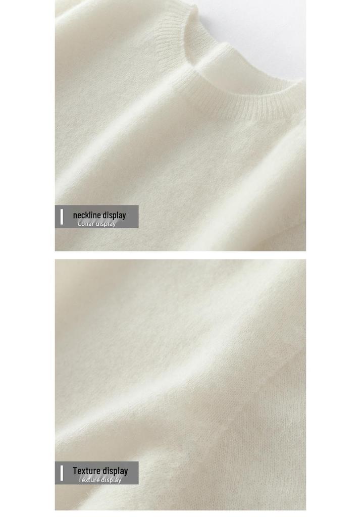 Women's Pure Cashmere Round Neck Sweater - New Fashion, Solid Color, Versatile Warm Knit Pullover