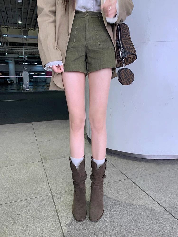 Cowhide model~ genuine leather small man inner height increase 8cm Martin boots women's thick heel thin western medium tube short boots stacking boots