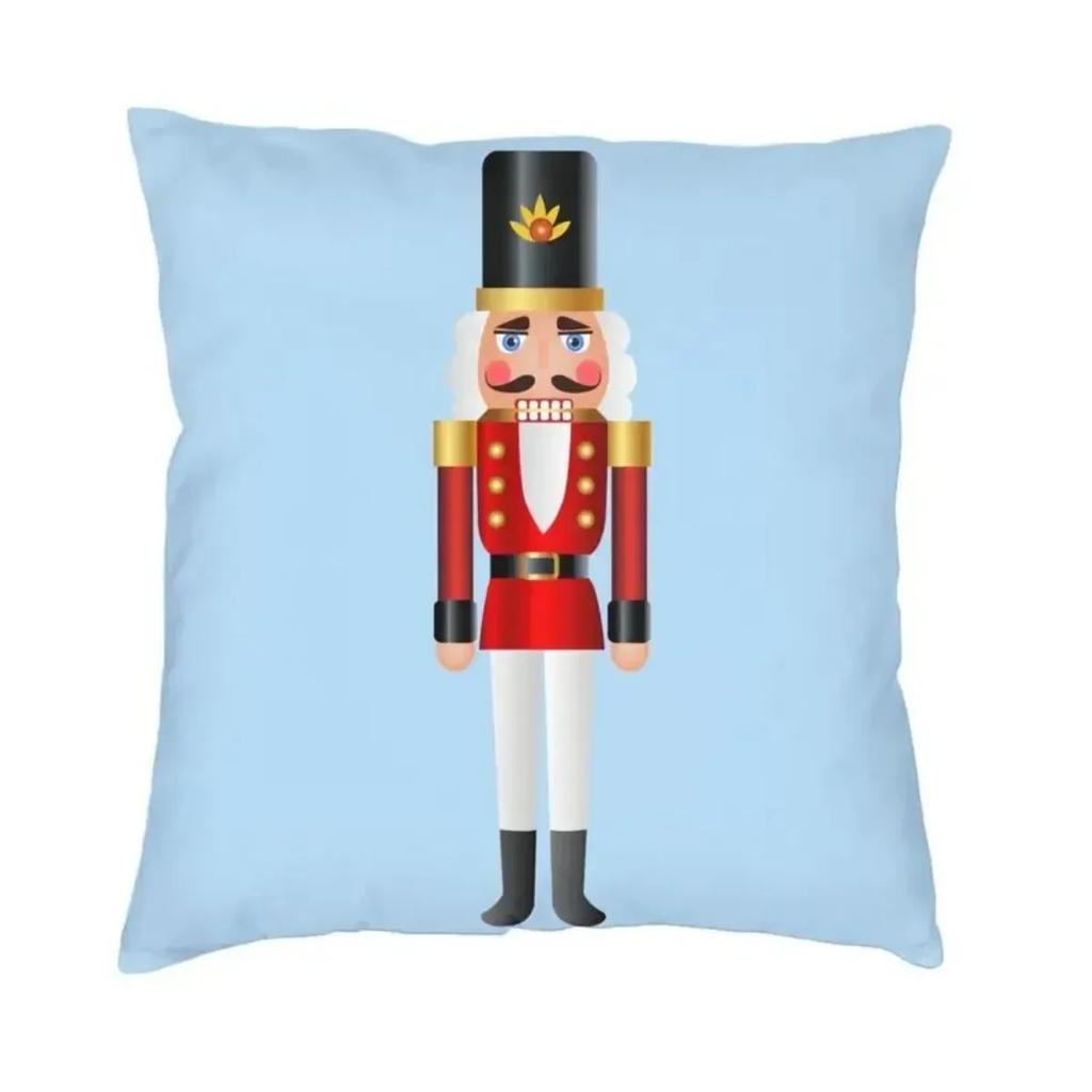 Nutcracker Soldier Toy Christmas Gift Cushion Cover Sofa Home Decorative Square Pillow Case 45x45cm